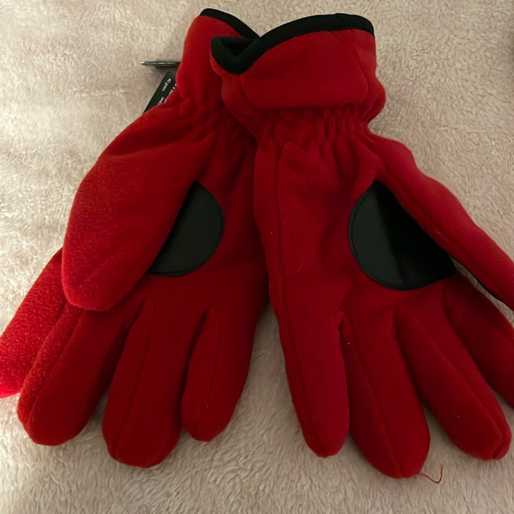 3M Thinsulate Isolant Red Fleece Winter Gloves 40g, Size M/L